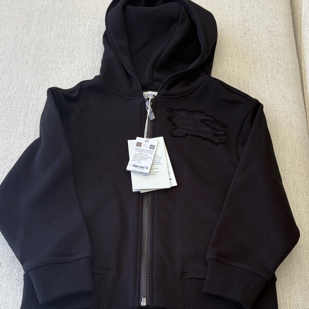 Burberry Kids Black Zip-Up Hoodie